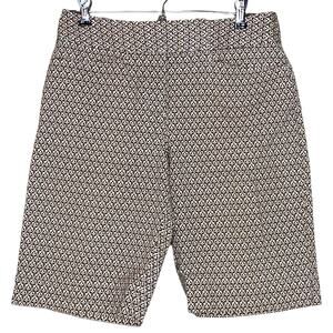 Talbots Floral 10.5" Bermuda Shorts Brown Cream Women 4P Pockets